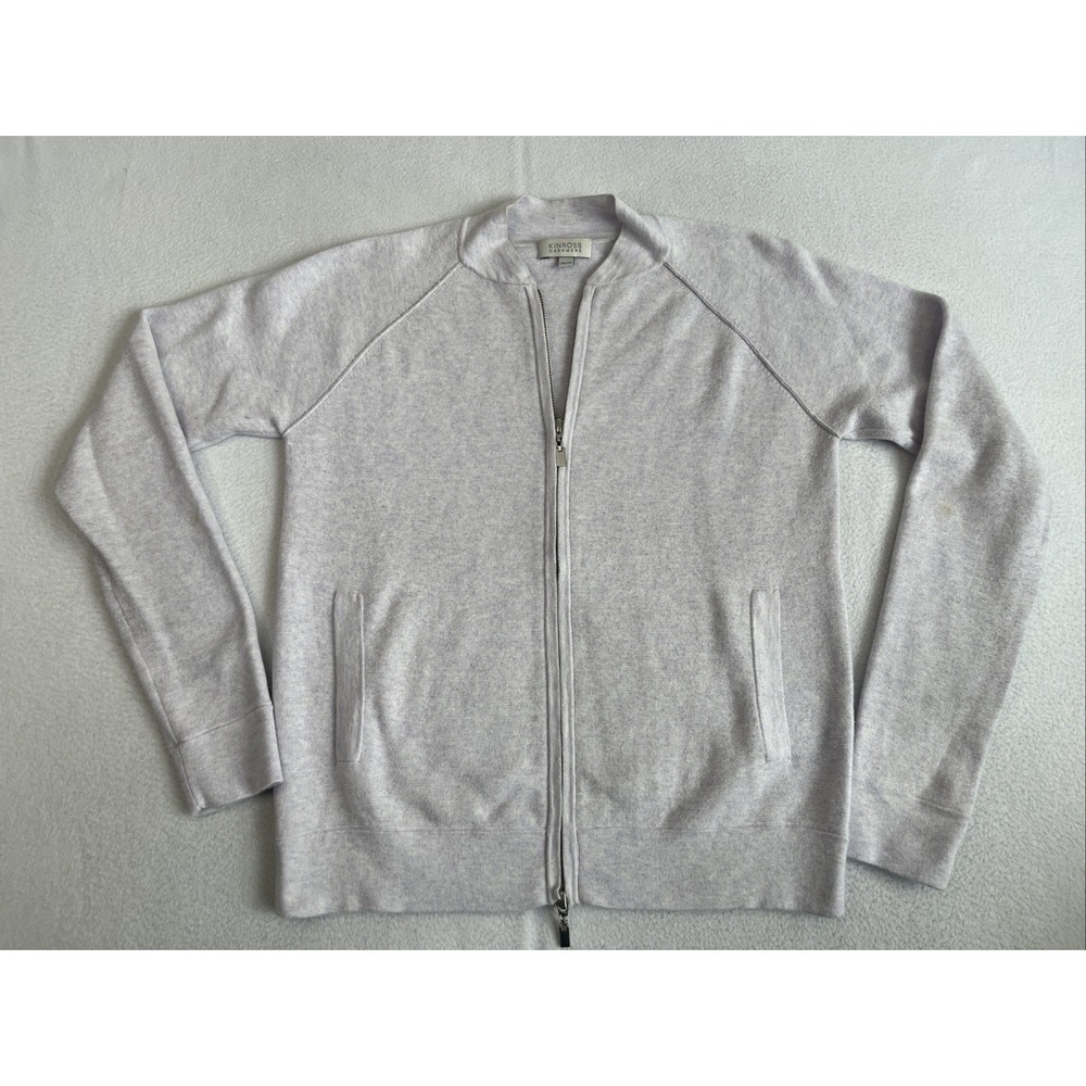 Kinross Cashmere Mock Neck Full Zip Cardigan Sweater Womens XS Lavender